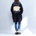 cartoon prints black cotton trench coats plus size casual thick  fit cardigans outwear cartoon prints black cotton trench coats plus size casual thick  fit cardigans outwear