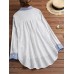 Women Cotton Stripe Print Patchwork Simple Daily Casual Shirts Women Cotton Stripe Print Patchwork Simple Daily Casual Shirts