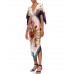 MORPHEW COLLECTION White Multicolored Silk Botanical Print With Borders Scarf Dress MORPHEW COLLECTION White Multicolored Silk Botanical Print With Borders Scarf Dress