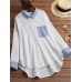Women Cotton Stripe Print Patchwork Simple Daily Casual Shirts Women Cotton Stripe Print Patchwork Simple Daily Casual Shirts