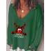 Women Christmas Letter Cartoon Print V  Neck Loose Long Sleeve T  Shirts Women Christmas Letter Cartoon Print V  Neck Loose Long Sleeve T  Shirts