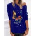 Women Floral Butterfly Print Round Neck Long Sleeve Casual T  Shirts Women Floral Butterfly Print Round Neck Long Sleeve Casual T  Shirts