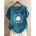 Women Floral Print Scoop Neck Short Sleeve Simple T  Shirts Women Floral Print Scoop Neck Short Sleeve Simple T  Shirts