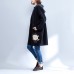 cartoon prints black cotton trench coats plus size casual thick  fit cardigans outwear cartoon prints black cotton trench coats plus size casual thick  fit cardigans outwear