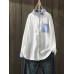Women Cotton Stripe Print Patchwork Simple Daily Casual Shirts Women Cotton Stripe Print Patchwork Simple Daily Casual Shirts