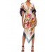 MORPHEW COLLECTION White Multicolored Silk Botanical Print With Borders Scarf Dress MORPHEW COLLECTION White Multicolored Silk Botanical Print With Borders Scarf Dress