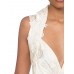 MORPHEW COLLECTION Ivory Floral Rayon Satin Bias Cut  Gown With Lace Trim & Train MORPHEW COLLECTION Ivory Floral Rayon Satin Bias Cut  Gown With Lace Trim & Train