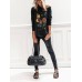 Women Floral Butterfly Print Round Neck Long Sleeve Casual T  Shirts Women Floral Butterfly Print Round Neck Long Sleeve Casual T  Shirts