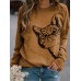 Women Cute Cartoon Cat Print Round Neck Loose Casual Long Sleeve T  Shirts Women Cute Cartoon Cat Print Round Neck Loose Casual Long Sleeve T  Shirts